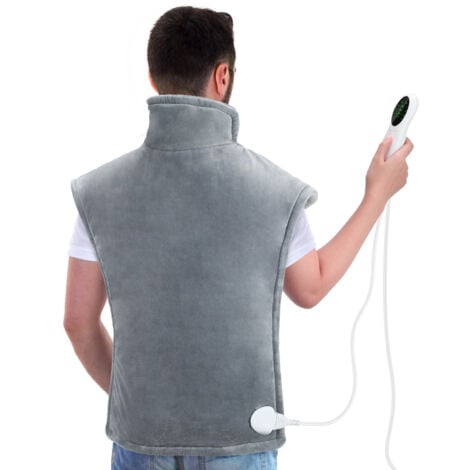 Jalleria Elektrisches Rückenheizkissen für Schulter und Nacken, 60 x 100 cm, 10 Heizstufen, 3-Gang-Timing-Einstellfunktion, schnelle Erwärmung, Gürtel, Rückenwärmer