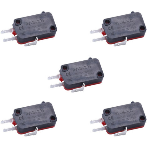 Jalleria RV-16-1C25 Paquete de 5 microinterruptores SPDT de 16 A y 250 V CA