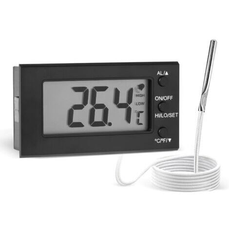 Jalleria – Thermomètre numérique pour four – Plage de -50 °C à 300 °C – Sonde en acier inoxydable avec câble 1m – Écran LCD avec alarme haute/basse