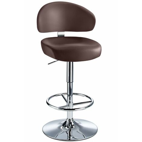 Jamaica Height Adjustable Bar Stool Brown Faux Leather Padded Seat
