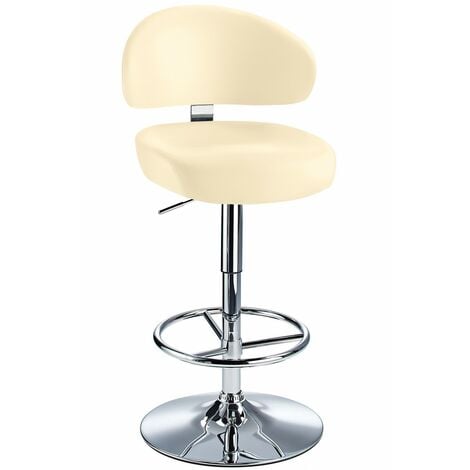 Jamaica Height Adjustable Bar Stool Cream Faux Leather Padded Seat