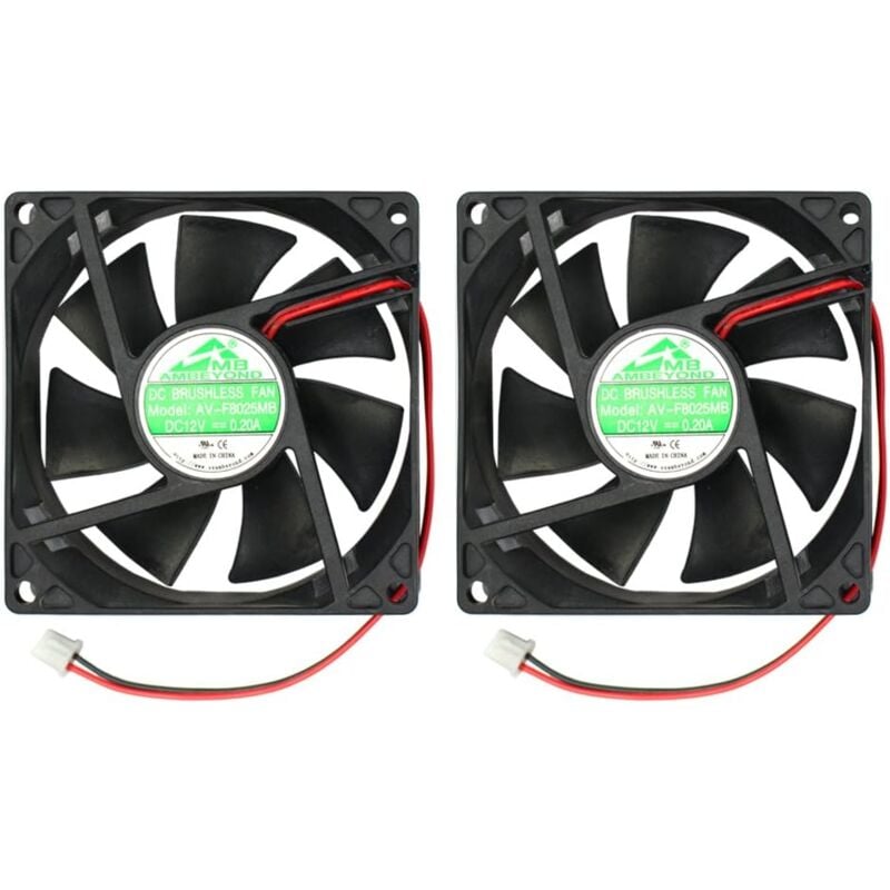 Jamais utilisé] 2-Pack 80 mm x 25 mm 8025 12V dc à roulement à billes ventilateur de refroidissement sans balais 2 broches