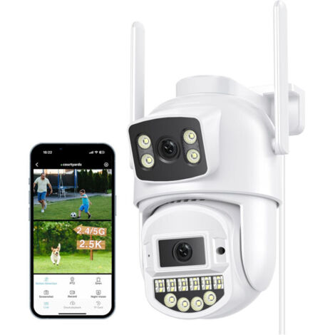 [JAMAIS UTILISÉ] 2.5K Camera Exterieur, avec Double Objectif, Camera De Surveillance Exterieur 8MP, Camera Surveillance WiFi 2.4/5G, Vision Nocturne Couleur 30m, Audio Bidirectionnel, Détection Humain
