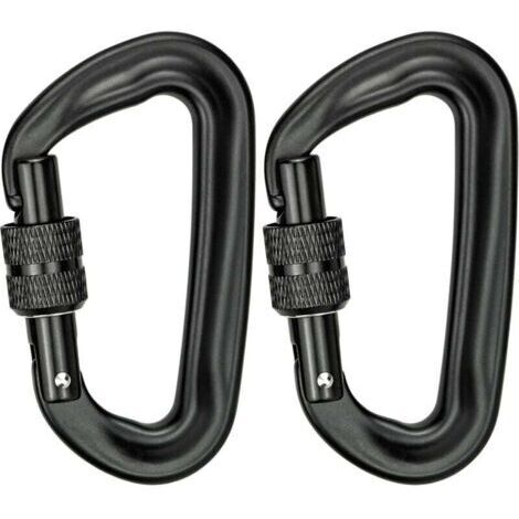 [JAMAIS UTILISÉ] 2Pcs Mousqueton Escalade 12KN (1200KG) Robustes Mousqueton Aluminium Mousqueton à Verrouillage en Forme de D pour Hamacs Balançoire de Yoga Camping Porte-clés Chiens de Serrure