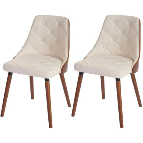 HHG [JAMAIS UTILISÉ] 2x chaise de salle à manger Osijek, fauteuil, aspect noix, bois cintré similicuir, crème