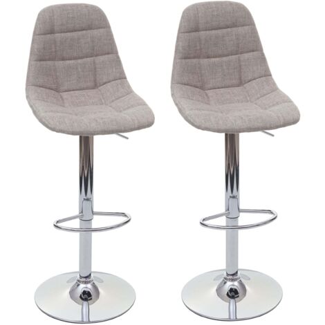 [JAMAIS UTILISÉ] 2x Tabouret de bar HHG-356, tabouret de bar gris crème, textile