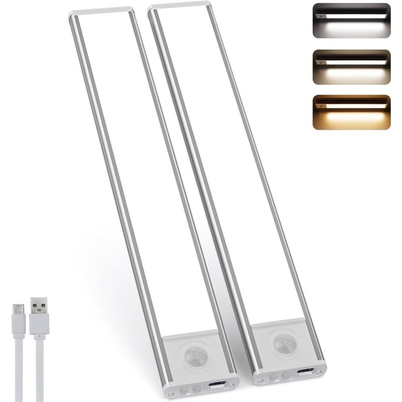 Jamais utilisé] 30CM led Lampe de Placard, avec Détecteur de Mouvement, 2500mAh, Rechargeable usb, 4 Modes, Dimmable Éclairage étude de Cuisine