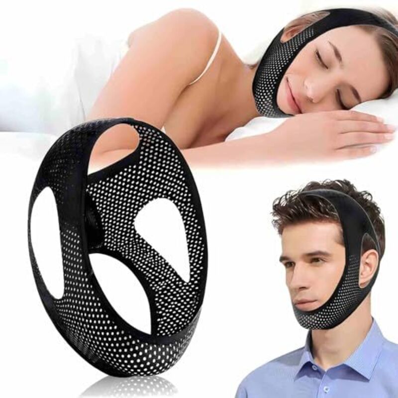 [JAMAIS UTILISÉ] Ensemble de Pièces Réglable Ceinture Mentonnière Anti-Ronflement,Anti-ronflement Mentonnière,Dispositifs Anti Ronflement,Solution