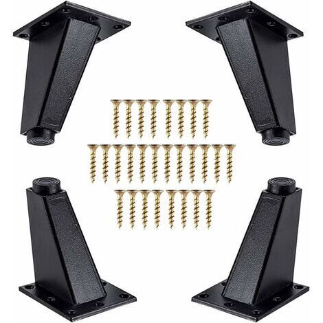[JAMAIS UTILISÉ] 4 Pièces Pieds de Meubles,Pieds de Meubles Obliques en Métal en Aluminium,Remplacement de Jambes de Canapé pour Armoire Canapé Commode de Table, Vis de Montage Incluses,Noir, 80 mm