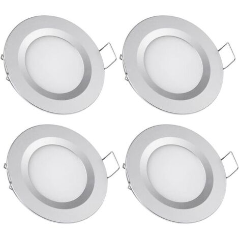 [JAMAIS UTILISÉ] 4 x Spot LED Encastrable 12V Trou 58-65mm 3W 3200K Plafonnier Encastré pour Camping-car Bateau Caravane Van Yacht Blanc chaud (Finition argentée)