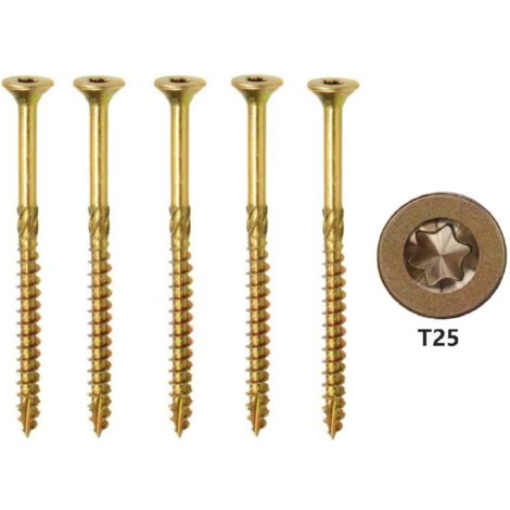 [JAMAIS UTILISÉ] 4.5mm Vis À Bois T25 Autotaraudeuses En Acier Au Carbone Torx Jaune Avec Tête Plate Zinguée À Usage Multiple Pour Le Bois (100 Pièces) Taille : 4.5mm X 45mm-RAPANDA