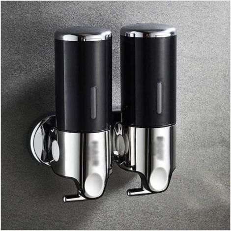 [JAMAIS UTILISÉ] 500ML x 2 Distributeur de Savon Mural, Distributeur de Savon à Mains à Double Tête Distributeur Liquide Gel Douche Shampoo pour Cuisine Salle de Bains Hotel (Noir)