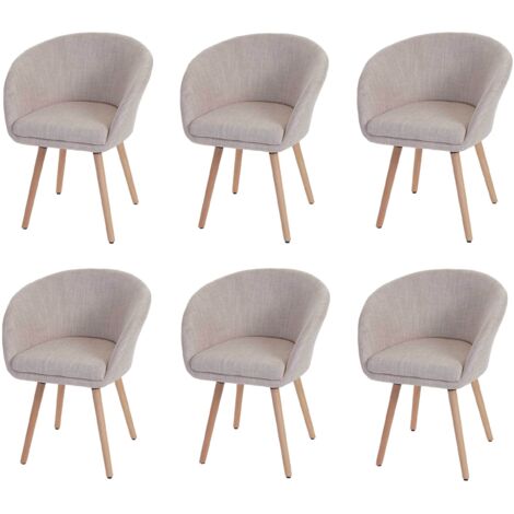[JAMAIS UTILISÉ] 6x chaise de salle à manger Malmö T633, fauteuil, design rétro des années 50, tissu, crème/gris