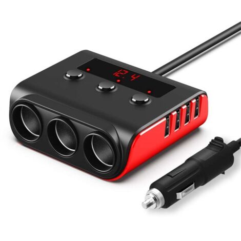 [JAMAIS UTILISÉ] 7 en 1 Multi Prise Allume Cigare Adaptateur, 120W (12/24V) Chargeur Adaptateur Allume Cigare, Caricatore Con 3 Prese & 4 Portes USB Rapide Chargeur Voiture pour iPhone/iPad/Samsung