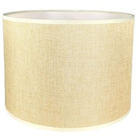 [JAMAIS UTILISÉ] Abat-Jour Cylindrique Tissu En Lin Fait À La Main, Pour Lampe De Table, Suspension, Lampadaire (Beige, Diamètre 33 Cm X Hauteur 23 Cm)