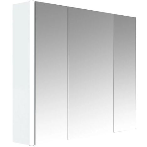 [JAMAIS UTILISÉ] Allibert - Armoire de toilette éclairante 80 cm 3 portes miroirs Blanc brillant - STELLA