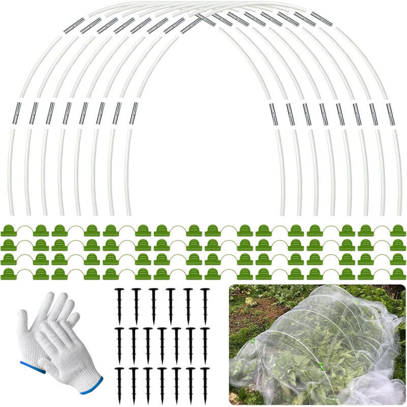 [JAMAIS UTILISÉ] Arceau pour Serre Tunnel,90 Pièces Cerceau pour Serre de Jardin,Kit de Maison de Cerceau de Jardin,avec Gants,Garden Arceaux pour
