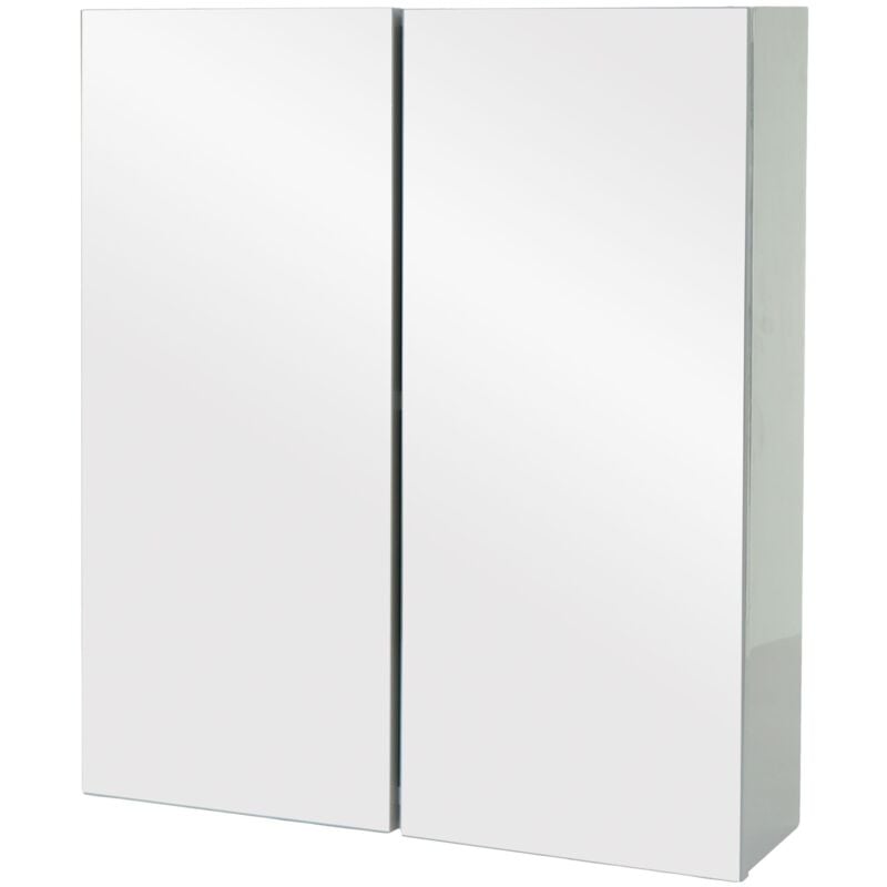 HHG - jamais utilisé] Armoire à glace 807b, armoire de salle de bain suspendue, 2 étagères haute brillance MVG-certifié 70x60x16cm, gris
