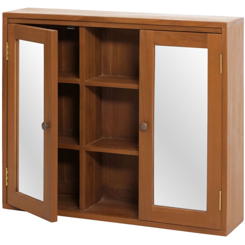 HHG - jamais utilisé] Armoire de toilette en teck 752, armoire de toilette, teck de qualité B-Grade (bois de cœur, 20-30 ans), 70x80x20cm