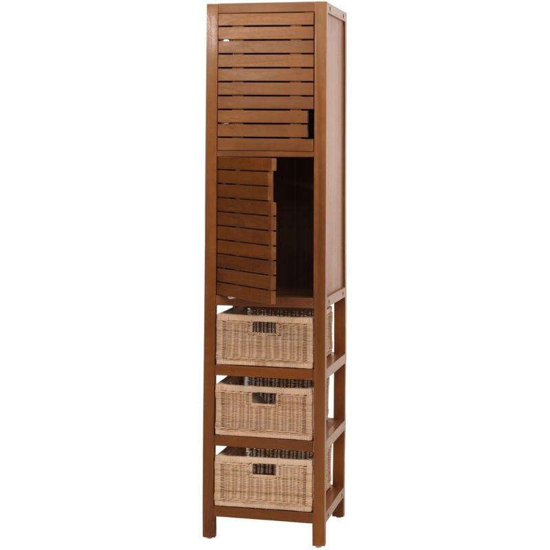 Jamais utilisé] Armoire haute en teck HHG 817, armoire de salle de bain Highboard, teck de qualité B-Grade (bois de cœur, 20-30 ans) 120x40x40cm