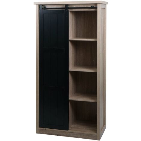 [JAMAIS UTILISÉ] Armoire HHG-159, commode Highboard, porte coulissante 8 compartiments de rangement, aspect bois métal industriel 163x76x38cm naturel