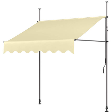 [JAMAIS UTILISÉ] Auvent Manuel Rétractable Résistant aux UV Store Banne de Jardin en Acier Polyester avec Manivelle sans Perçage Auvent Téléscopique Hauteur et Inclinaison Réglable 250cm ，beige 250cm1