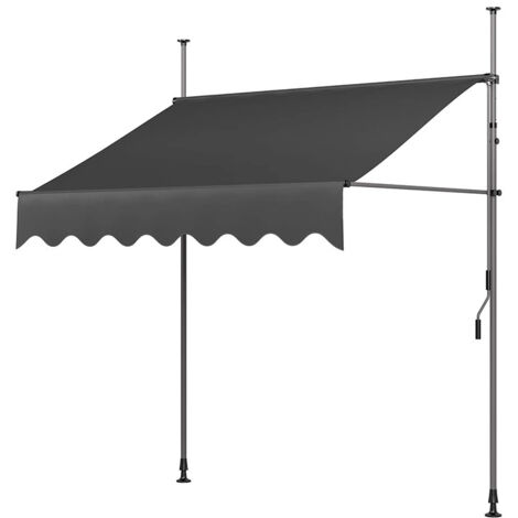 [JAMAIS UTILISÉ] Auvent Manuel Rétractable Résistant aux UV Store Banne de Jardin en Acier Polyester avec Manivelle sans Perçage Auvent Téléscopique Hauteur et Inclinaison Réglable 250cm ，Gris 100cm12