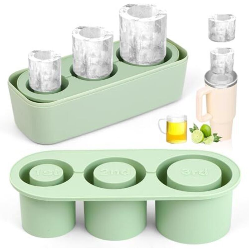 [JAMAIS UTILISÉ] Bac à Glaçons en Silicone pour Stanley Cup, 3 Cylindres Creux Réutilisables 30-40Oz, Couvercle Hermétique, Idéal Cocktails, Whisky,