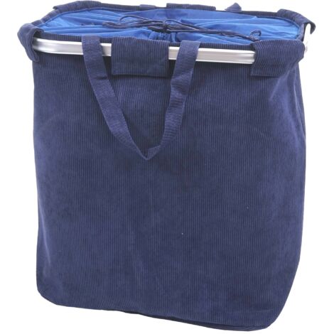 [JAMAIS UTILISÉ] Bac à linge HHG-804, Panier à linge Bac à linge avec cordon de serrage 54x52x32cm 89l, velours bleu