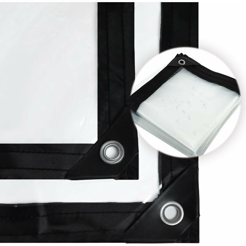 [JAMAIS UTILISÉ] Bâche imperméable Transparente avec œillets, bâche imperméable Transparente, en polyéthylène résistant aux intempéries(3x3m)