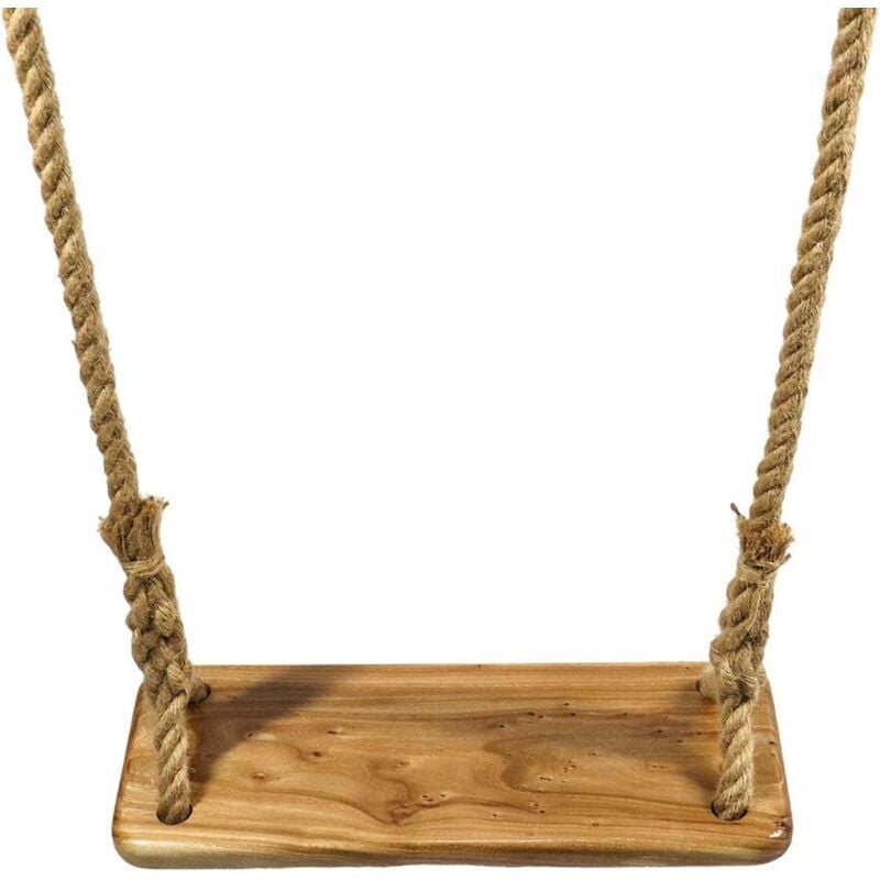 Jamais utilisé] Balançoire en Bois Siège balançoire en Bois avec Corde Jute Réglable Durable Balançoire Arbre en Bois pour Enfants Ados Adultes