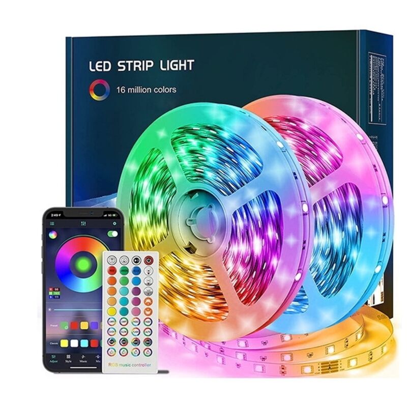[JAMAIS UTILISÉ] Bande LED, bande LED RVB 20 m, guirlande lumineuse LED avec télécommande et application, synchronisation musicale, minuterie et
