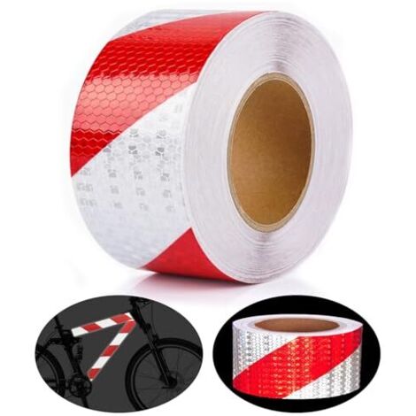 [JAMAIS UTILISÉ] Bande réfléchissante rouge et blanche 25 m x 5 cm, autocollante, haute intensité, imperméable, pour vélos, véhicules, voitures