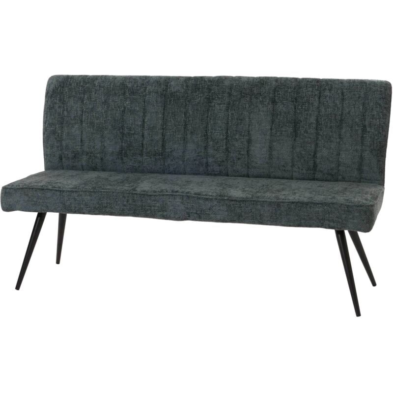 Jamais utilisé] Banquette HHG 187, banquette de salle à manger banquette rembourrée, dossier tissu/textile chenille métal 160cm, bleu-vert