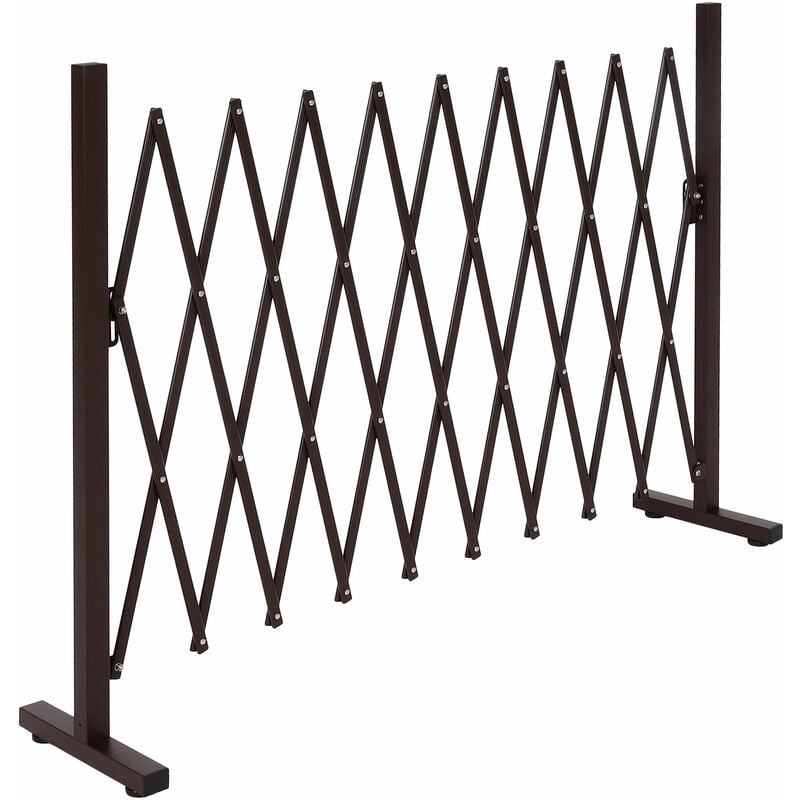 HHG - jamais utilisé] Barrière de sécurité en aluminium 395, Grille de sécurité extensible pivotante en acier 103x36-265x31cm, marron