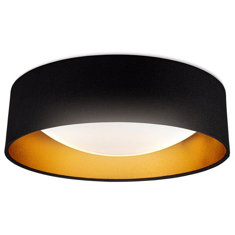 B.k.licht - jamais utilisé] Plafonnier noir doré, platine led 18W intégrée, éclairage plafond chambre, entrée, couloir, suspension tissue chambre