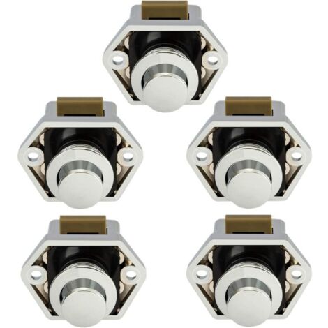 [JAMAIS UTILISÉ] Bouton Poussoir Camping Car - Loquet Serrure Bouton Fermeture Porte Placard pour RV Caravane de Moteur 5 pièces(Chromé)