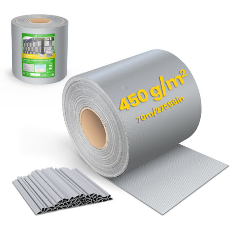 [JAMAIS UTILISÉ] Brise vue occultant PVC 450g/m2 19cm x 70m Gris clair