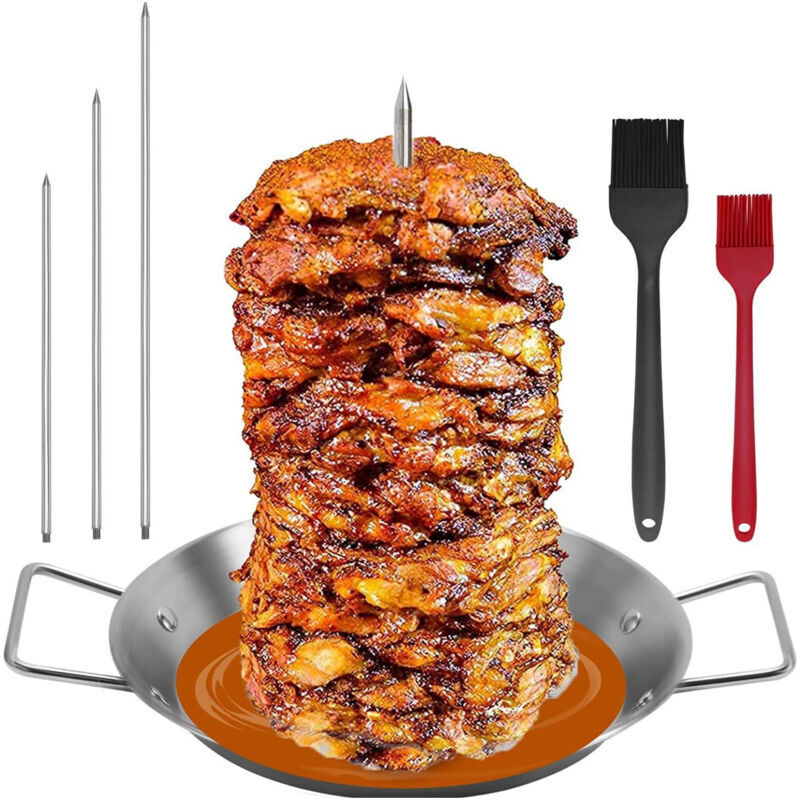 [JAMAIS UTILISÉ] Brochette verticale Broche Barbecue, Brochettes en Acier Inoxydable avec 3 pointes amovibles, Broche Barbecue, Rotissoire Verticale