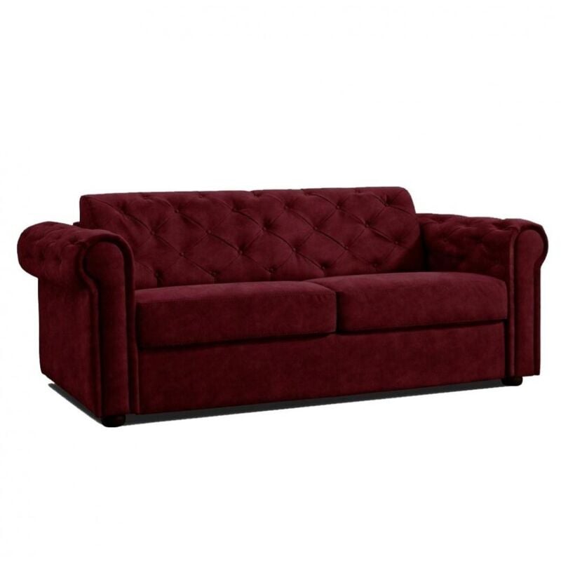 Jamais utilise] Canapé chesterfield convertible express 140cm matelas 16cm polyurethane bordeaux - bordeaux