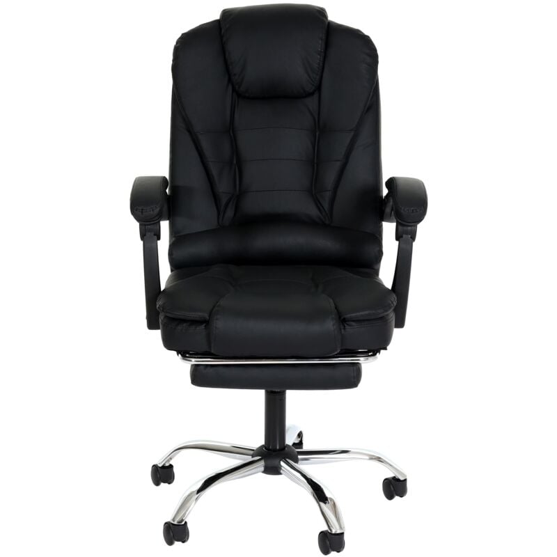 Jamais utilisé] Chaise de bureau HHG 378, chaise de bureau chaise pivotante fauteuil de direction, repose-pieds extensible similicuir pied argenté,