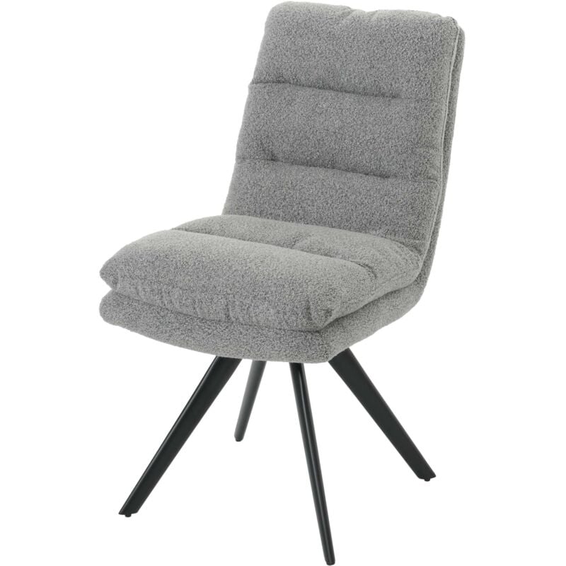 HHG - jamais utilisé] Chaise de salle à manger 481, chaise de cuisine pivotante Auto-Position Tissu/Textile Bouclé mvg, gris clair