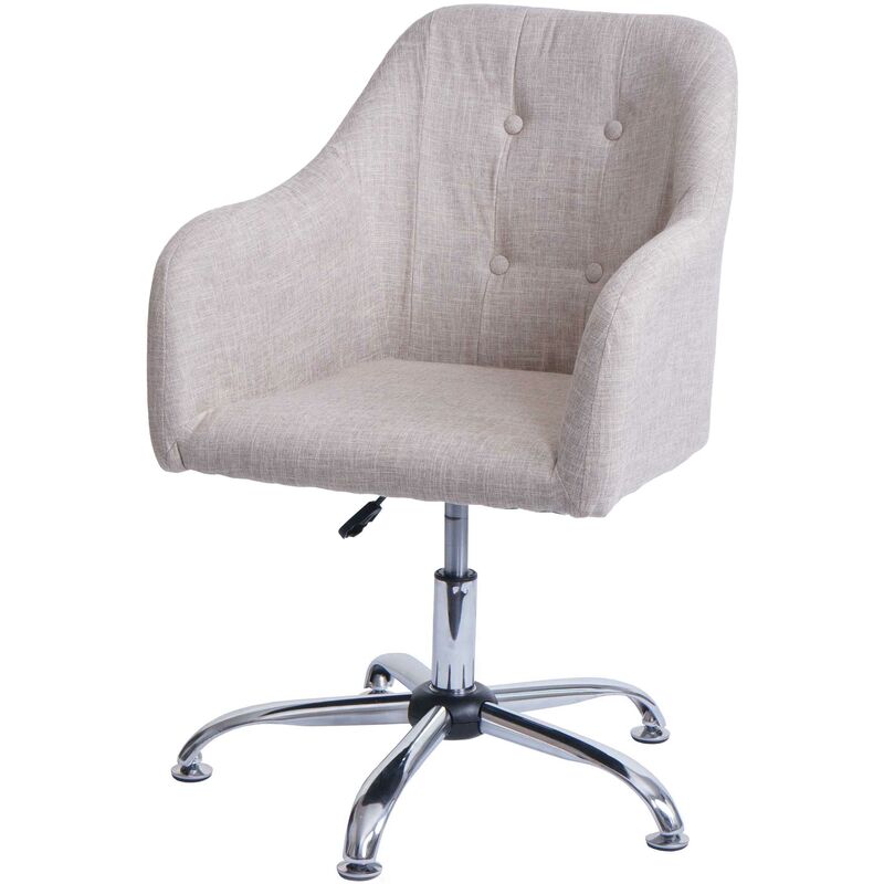 [jamais utilisé] chaise de salle à manger hhg-566, chaise de cuisine avec accoudoirs, pivotante réglable en hauteur métal textile crème - beige