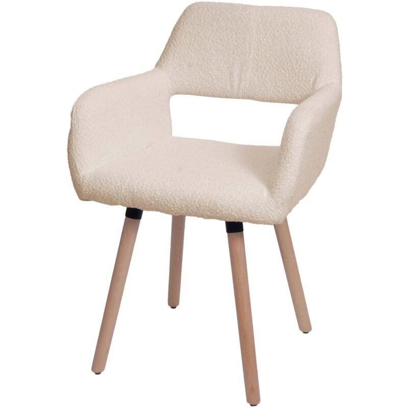HHG - jamais utilisé] Chaise de salle à manger 873 ii, chaise de cuisine chaise rembourrée, bois tissu/textile bouclé (450g/m²) mvg, beige