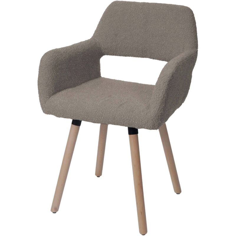HHG - jamais utilisé] Chaise de salle à manger 873 ii, chaise de cuisine chaise rembourrée, bois tissu/textile bouclé (450g/m²) mvg, taupe