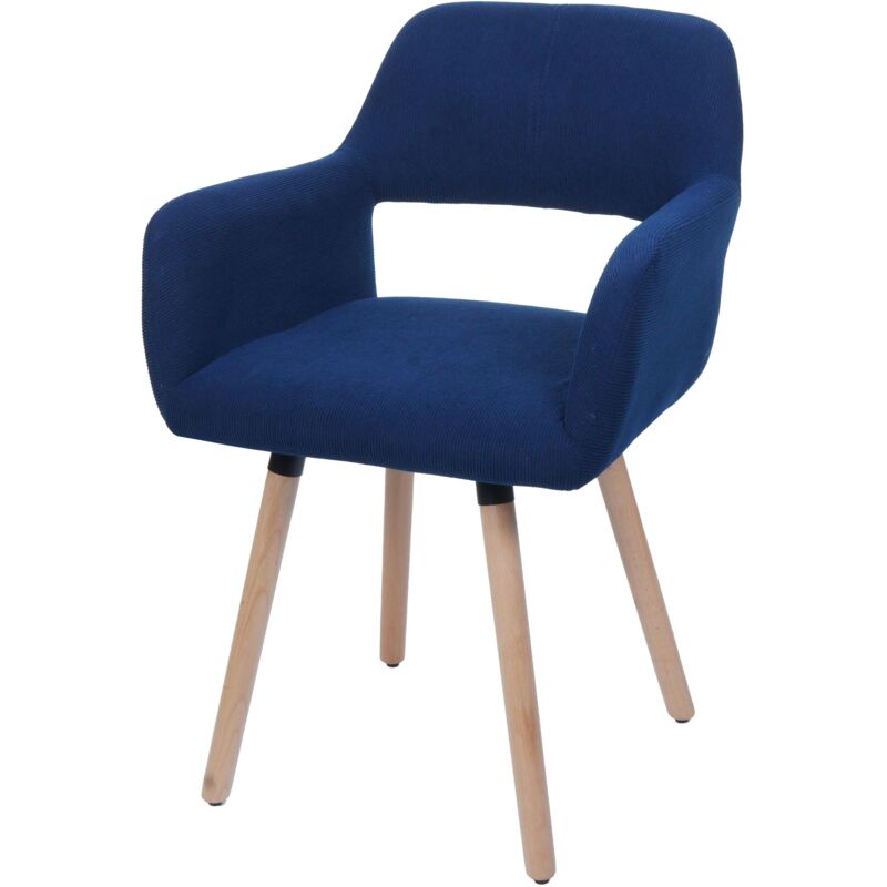 HHG - jamais utilisé] Chaise de salle à manger 878 ii, chaise de cuisine chaise rembourrée, bois tissu/textile Velours (400g/m²) mvg, bleu