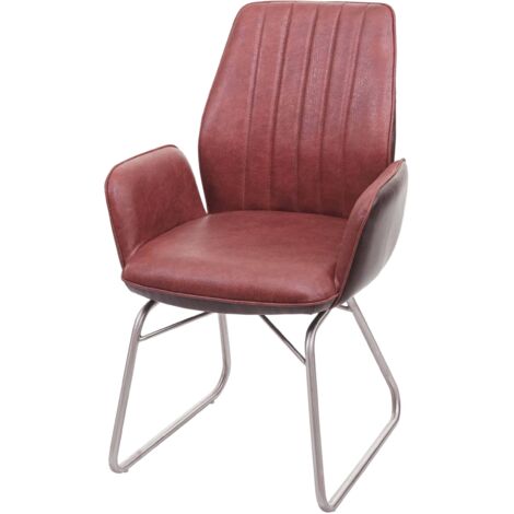 [JAMAIS UTILISÉ] Chaise de salle à manger HHG-923, fauteuil, basculant, semi-cuir, tissu, acier inox brossé, brun, aspect daim