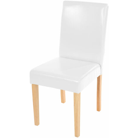 HHG [JAMAIS UTILISÉ] Chaise de salle à manger Littau, chaise de cuisine, cuir, blanc, pieds clairs