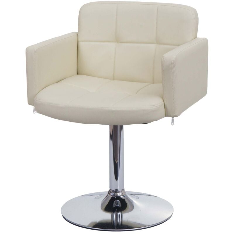 [JAMAIS UTILISÉ] Chaise de salle à manger Orlando, chaise de cuisine avec accoudoirs, similicuir chrome, crème