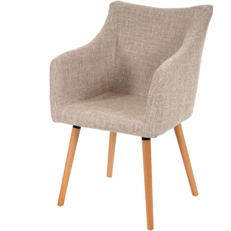 [JAMAIS UTILISÉ] Chaise de séjour / salle à manger Malmö T382 / style rétro des années 50, tissu, crème / gris